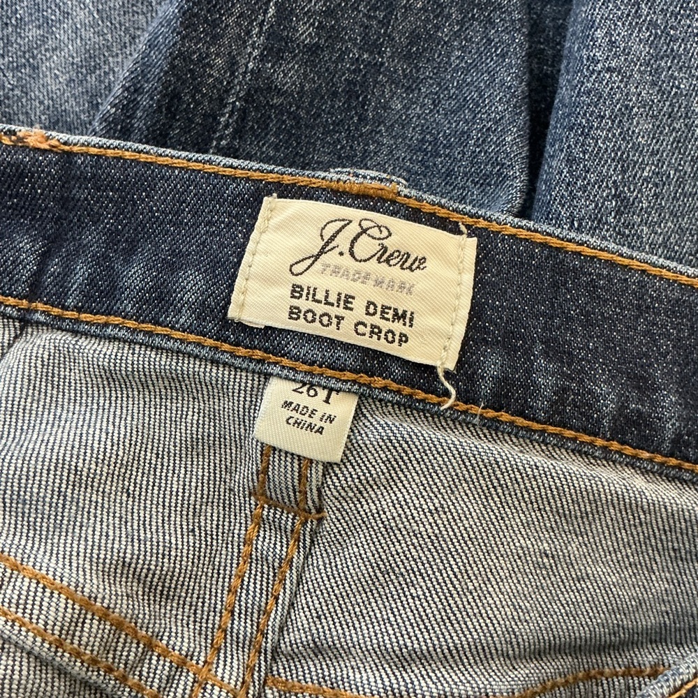 J. Crew Dark Blue Boot Cut Jeans Billie Demi Crop 26T - Picture 6 of 7